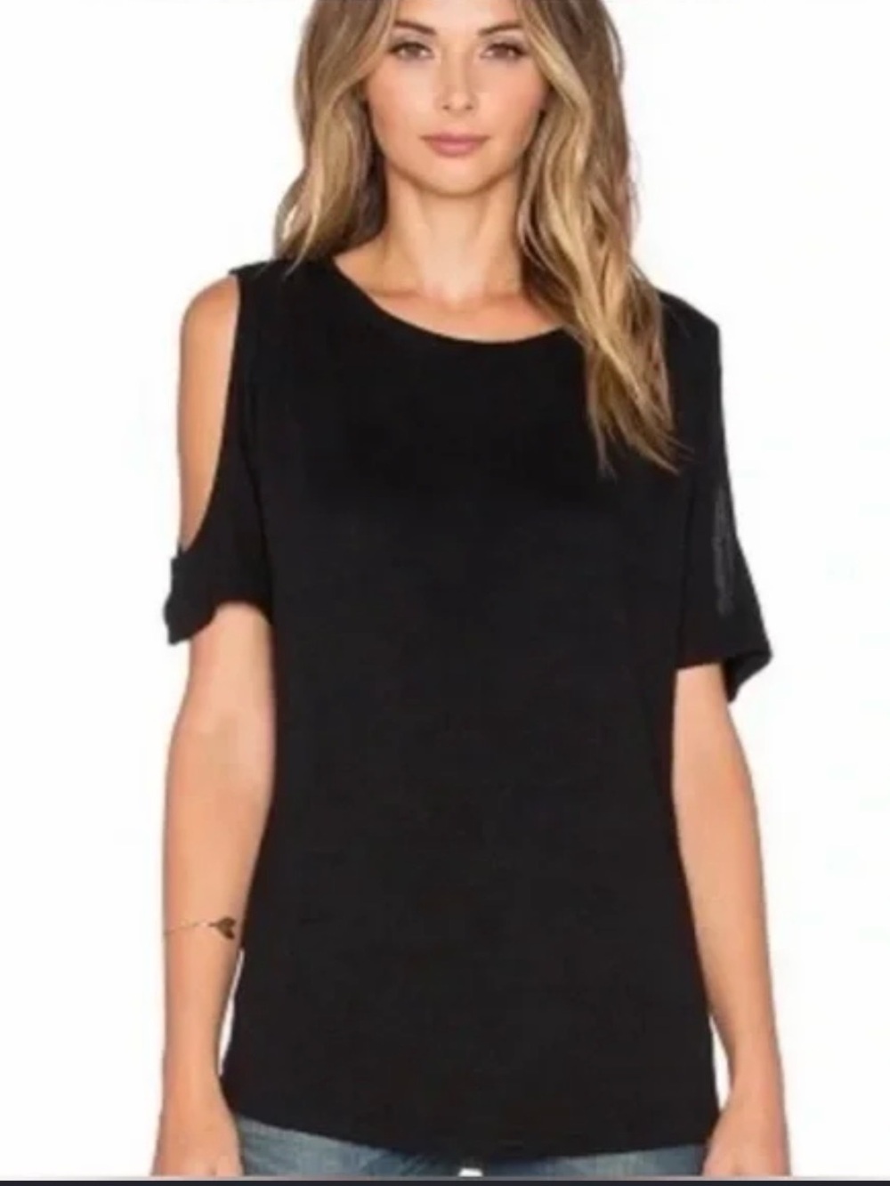 Rag and Bone Women's Black Cold-Shoulder Knit tee Top Casual Chic